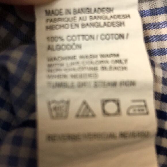 Van Heusen mens shirt Size Large blue gray plaid long sleeve button front - Picture 4 of 4